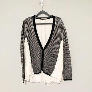 5/$25 Finn & Clover long sleeve mixed print herringbone peak a boo back sweater